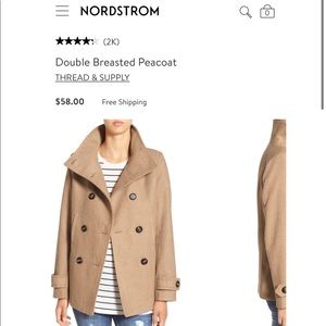 Women’s Tan Beige Peacoat Jacket Small